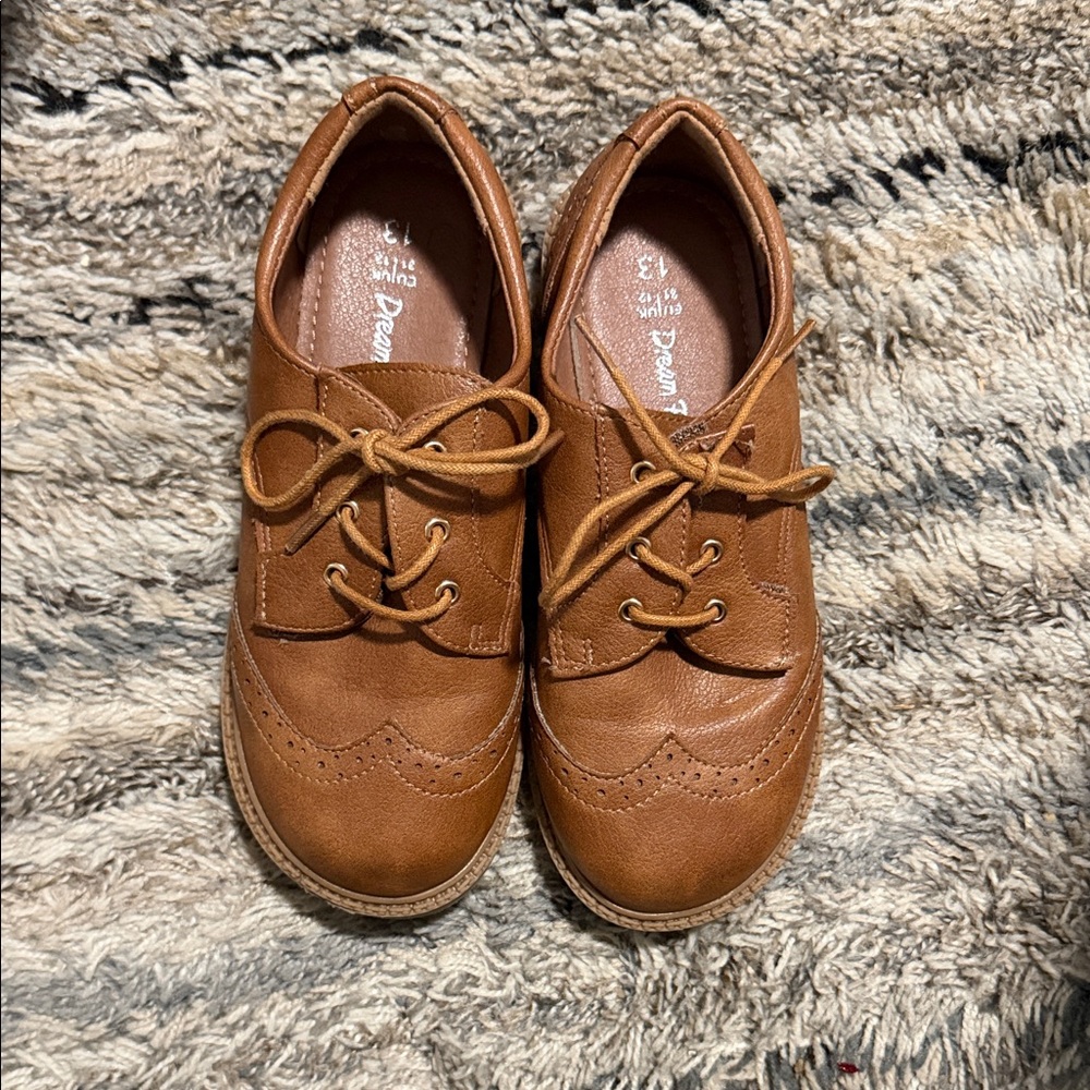 Dream Pairs Tan Brogue Lace-Up Kids Dress Shoes Easter Church